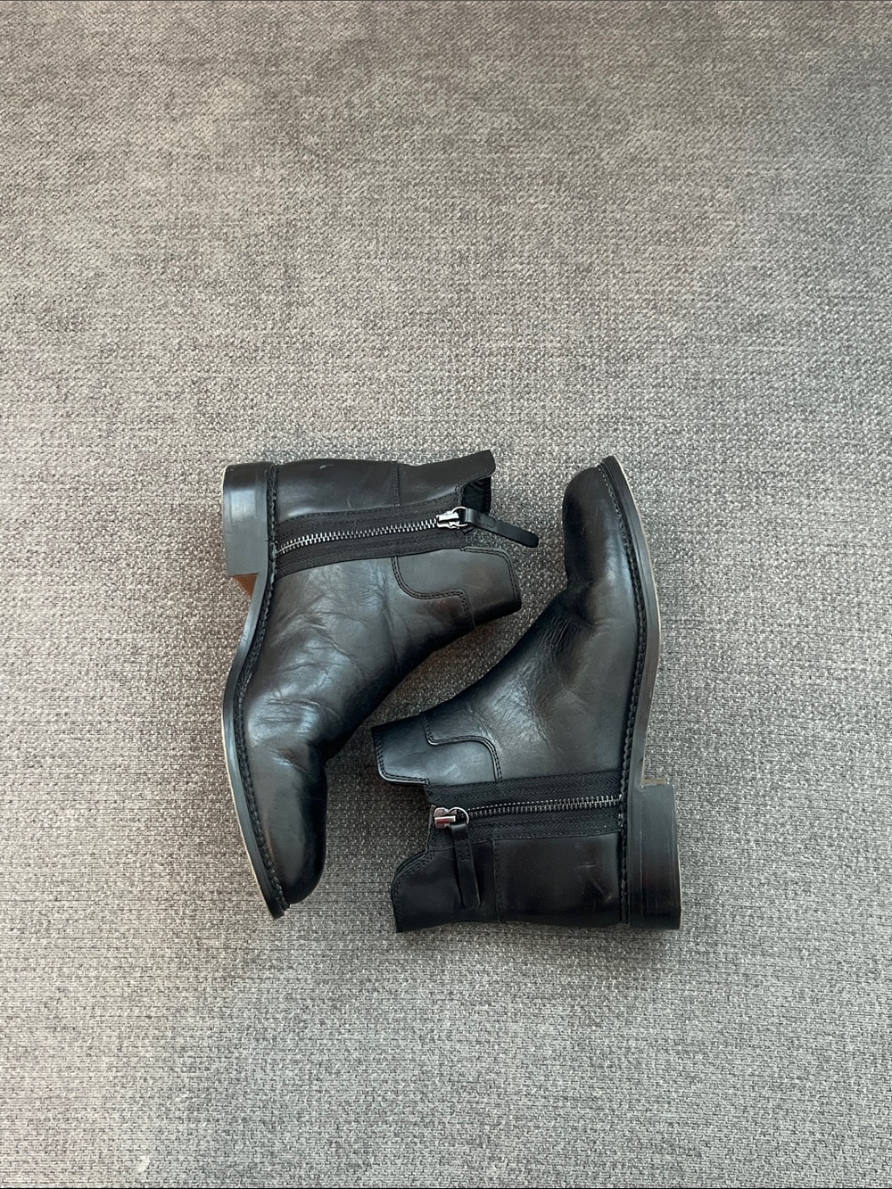 Franco Sarto Black Leather Side-Zip Ankle Booties